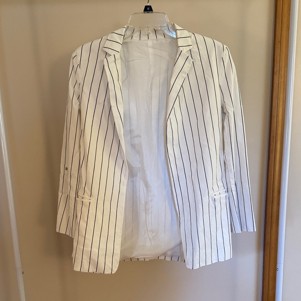 Shein Women's White Striped Blazer